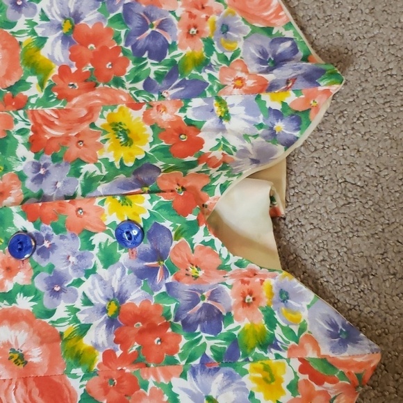 Vintage 90s bright floral vest purple, green ,yellow and red medium blossom styl - Picture 7 of 13